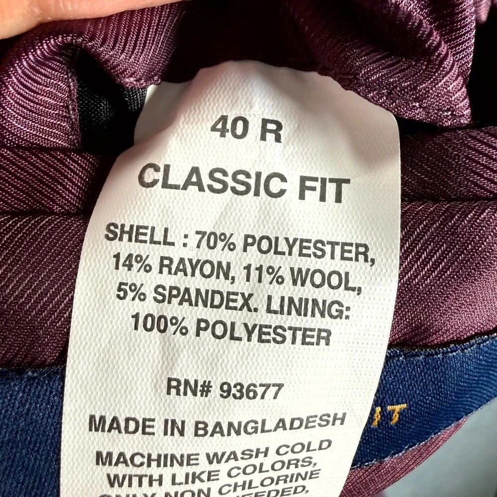 Stafford Blazer Mens 40 Plum Stretch‎ Comfort Classic Fit Notch Lapel Formal